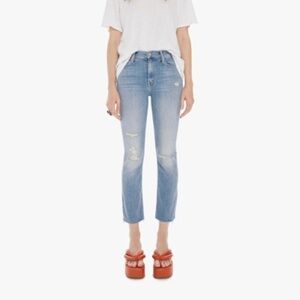 Mother Denim The Mid Rise Dazzler Ankle Fray Weekend Kitten Jeans Distressed